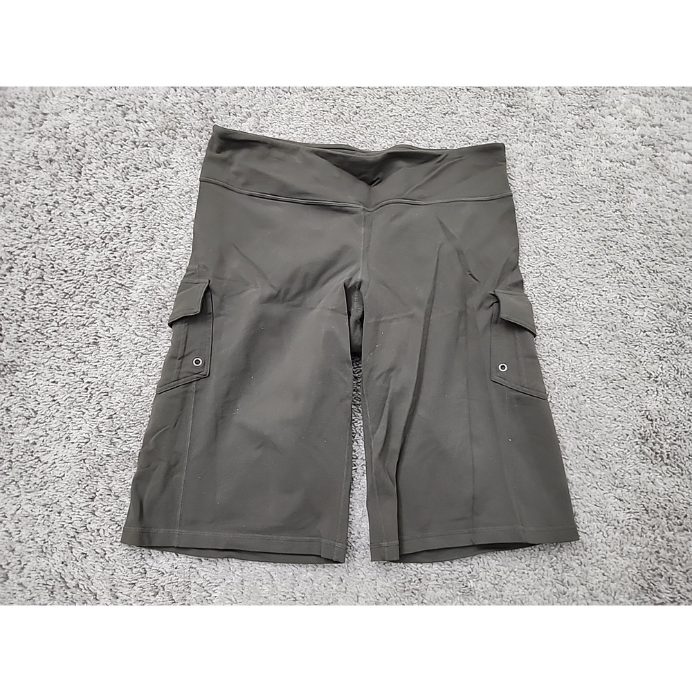 Athleta Bermuda Cargo Shorts Womens M Brown Supplex Nylon Hiking Utility